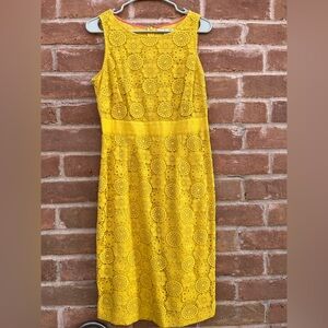 Boden Embroidered Crochet Summer Yellow Dress